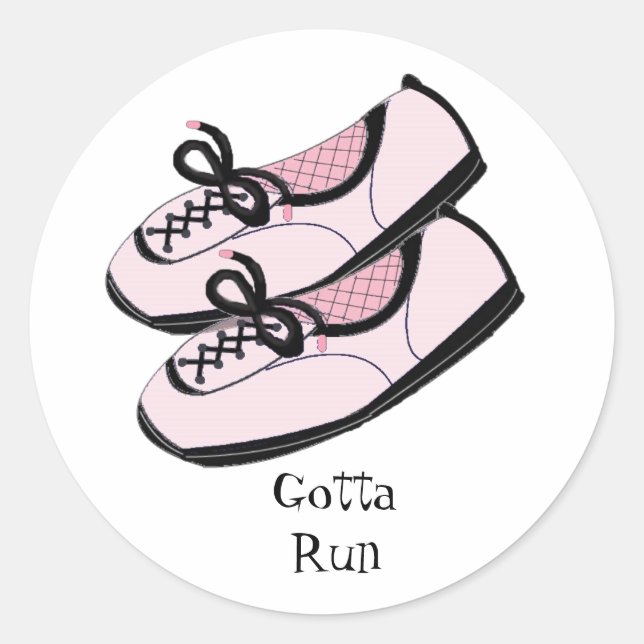 Pink Running Shoes - Gotta Run Classic Round Sticker (Front)
