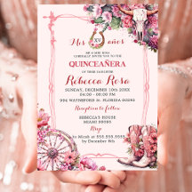 Pink Rustic Boho Western Charra Theme Quinceanera