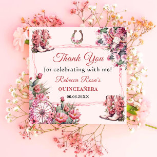 Pink Rustic Boho Western Charra Theme Quinceanera  Napkin