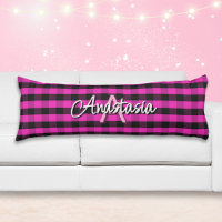Pink Rustic Buffalo Check Plaid Monogrammed