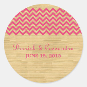 Pink Rustic Chevron Wedding Stickers