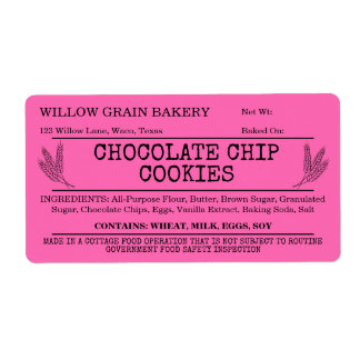 Pink Rustic Cottage Chocolate Chip Cookie Label