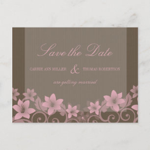 Pink Rustic Floral Save the Date Postcard
