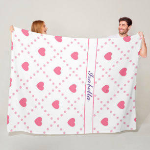 Pink Rustic Heart Valentines Day Collection Fleece Blanket
