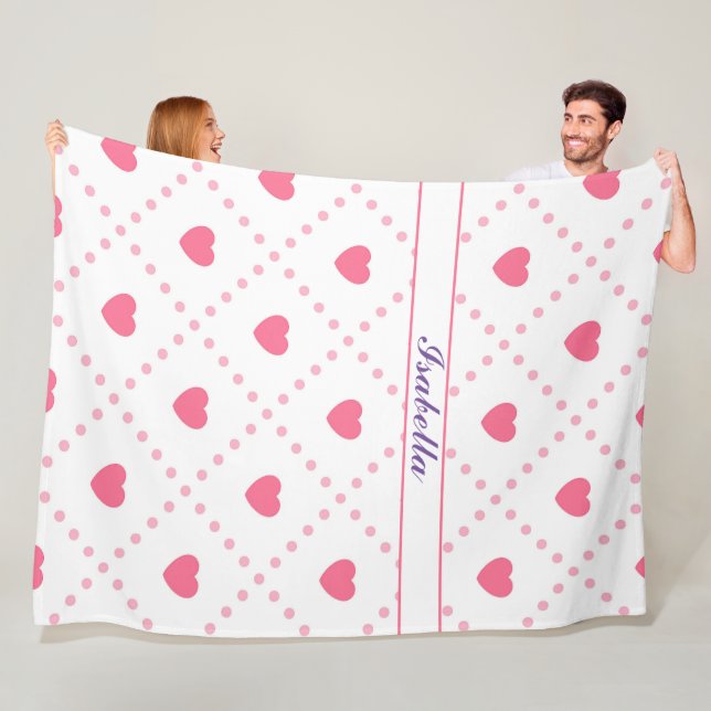 Pink Rustic Heart Valentines Day Collection Fleece Blanket (In Situ)
