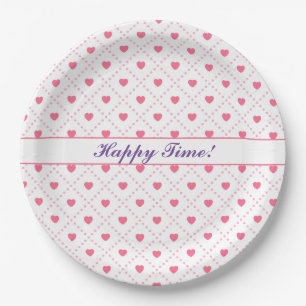 Pink Rustic Heart Valentines Day Collection Paper Plate