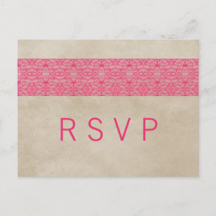 Pink Rustic Lace RSVP Postcard