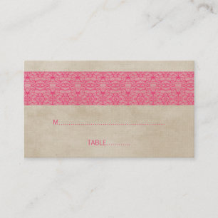 Pink Rustic Lace Wedding Place Card