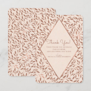 Pink Rustic Leaves Botanical Glam Thank You Invitation