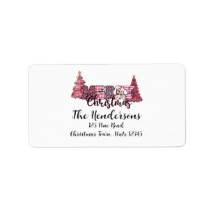 Pink Rustic Merry Christmas Label