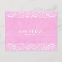 Pink Rustic Paisley Country Western Save The Date