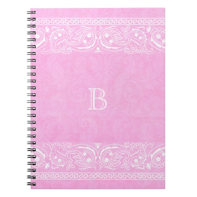 Pink Rustic Paisley Country Western Simple Chic Spiral Notebook (Front)