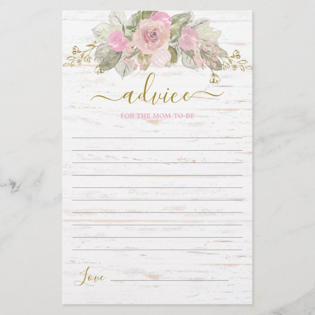 Pink Rustic Pumpkin Advice for the Mum To Be card (Front)