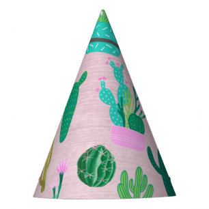 Pink Rustic Southwestern Cacti Cactus Plants Party Hat
