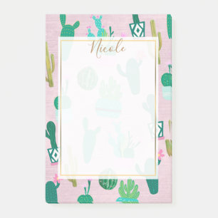 Pink Rustic Southwestern Cacti Cactus Plants Post-it Notes