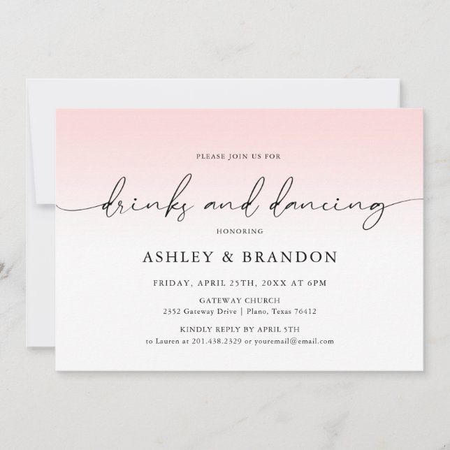 Pink Rustic Wedding Rehearsal Dinner Invitation (Front)