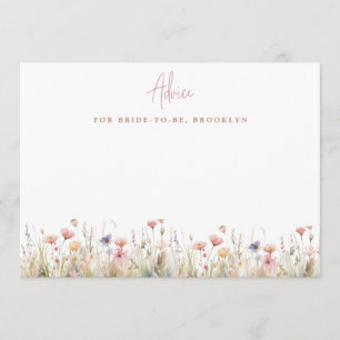 Pink Rustic Wild Flowers Bridal Shower Advice Card