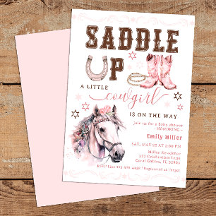 Pink Saddle Up Cowgirl Baby Shower Invite