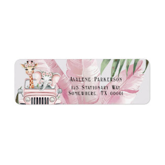 Pink Safari Adventure Girl Baby Shower Address