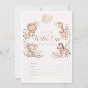 Pink Safari Baby Shower Invitation It's a Girl W