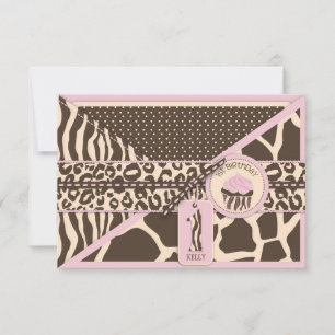 Pink Safari & Cupcake First Birthday RSVP Card