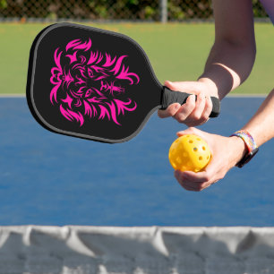 Pink Safari Lion Head Tribal Art Pickleball Paddle