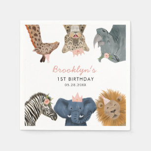 Pink Safari Theme Birthday Party Kids  Napkin