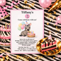 Pink Safari Zebra Girl Six Birthday Party