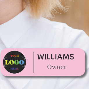 Pink Safety Pin Name Magnetic with Custom Logo Name Tag