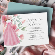 Pink & Sage Blue Bridal Shower Invitations Online
