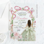Pink Sage Bow Coquette Butterfly Quinceañera Acrylic Invitations<br><div class="desc">Pink Sage Bow Coquette Butterfly Quinceañera Acrylic Invitation,  Sage Green Floral Dress Quinceañera Invitation,  Sage Green Mis Quince Anos XV Invitaciones de Acrilico</div>