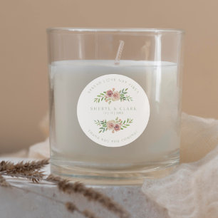 Pink Sage Custom Garland Wedding Sanitizer Classic Round Sticker