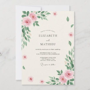 Pink Sage Foliage Eucalyptus Wedding Invitation