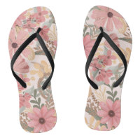Pink Sage Green Floral Leaves Watercolor Pattern