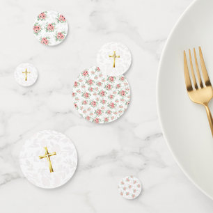 Pink & Sage Green Floral Watercolor Party Confetti