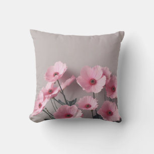 Pink Sage Green Flowers Leave Watercolor Pattern Cushion
