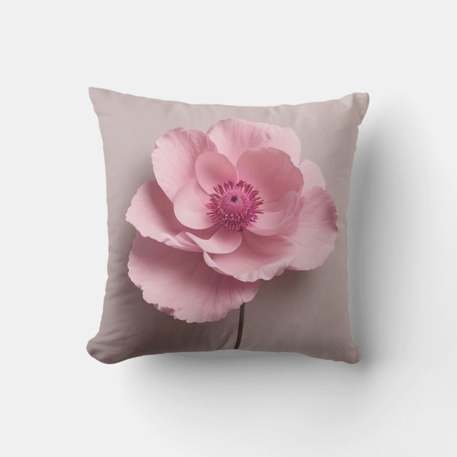 Pink Sage Green Flowers Leave Watercolor Pattern  Cushion (Front)