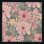 Pink Sage Green Flowers Leave Watercolor Pattern Faux Canvas Print<br><div class="desc">This elegant and feminine pattern is perfect for the stylish and trendy woman. It features hand-painted watercolor coral pink, medium pink, chestnut brown, golden yellow, and forest green flowers and leaves on top of a sage green background. It's country, pretty, cute, unique, artsy, and modern; the perfect complement to your...</div>