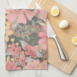 Pink Sage Green Flowers Leave Watercolor Pattern Tea Towel<br><div class="desc">This elegant and feminine pattern is perfect for the stylish and trendy woman. It features hand-painted watercolor coral pink, medium pink, chestnut brown, golden yellow, and forest green flowers and leaves on top of a sage green background. It's country, pretty, cute, unique, artsy, and modern; the perfect complement to your...</div>