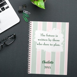 Pink sage green inspirational quote writing notebook