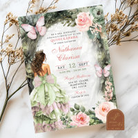 Pink Sage Green Whimsical Forest Quinceanera
