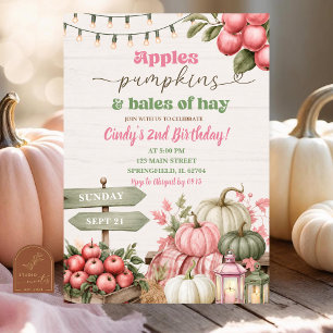  Pink Sage Rustic Fall Birthday Invitation