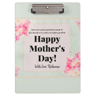 Pink Sage Watercolor Floral Mothers Day Template Clipboard
