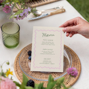 Pink Sage Whimsical Handwritten Menu