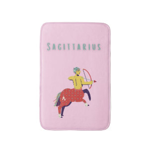 Pink Sagittarius, zodiac, star sign Bath Mat