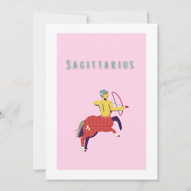 Pink Sagittarius, zodiac, star sign Invitation (Front)