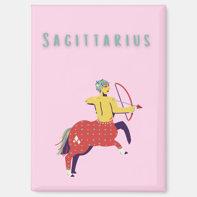 Pink Sagittarius, zodiac, star sign Magnet (Front)