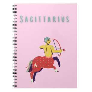 Pink Sagittarius, zodiac, star sign Notebook