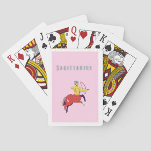 Pink Sagittarius, zodiac, star sign Playing Cards