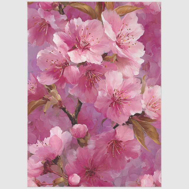 Pink Sakura Blossom Decoupage Tissue Paper (Front)